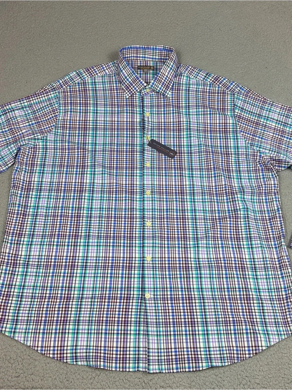 Peter Millar Summer Comfort Shirt XXL Multicolor Plaid Button-Up Nylon Stretch - Picture 2 of 11